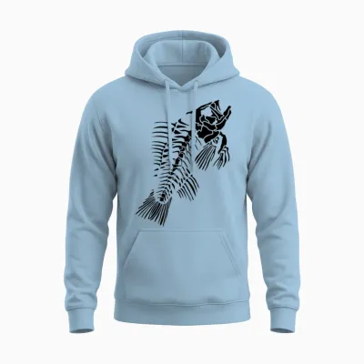 Fish Skeleton Unisex Hoodie - Light Blue