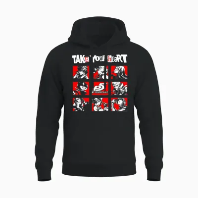 Persona 5 Take Your Heart Character Grid Rpg Video Game Unisex Hoodie - Black
