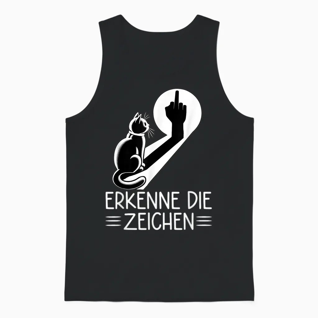 Know the Signs Funny Cat Shadow Waving Cat T-Shirt, Black Unisex Tank Top in Black
