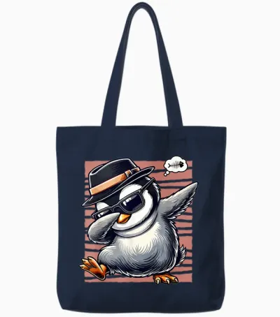 Penguin Dab Dabbing Funny Funny Penguin Theme T-Shirt, Black, S Tote Bags - Navy