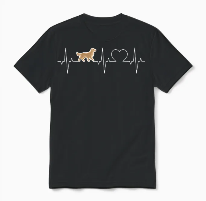 Golden Retriever Herzschlag Ekg Goldie Puls Golden Retriever Unisex T-Shirt in Black