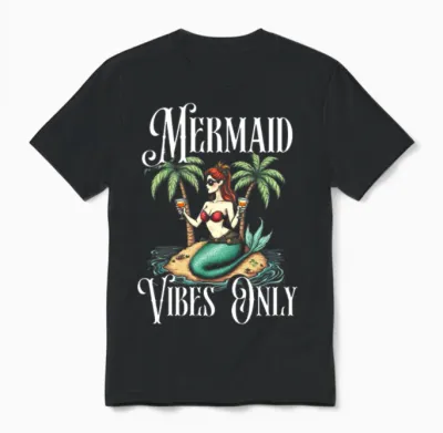 Mermaid Vibes Only Unisex T-Shirt - Black