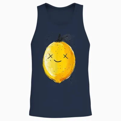 Gelbe Traurige Zitrone Mit Gesicht Unisex Tank Top - Navy