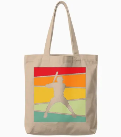 Baseball Retro Tote Bags - Natural