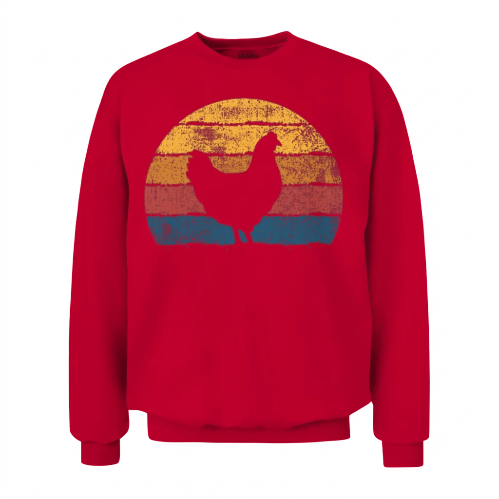 Chicken Farmer Retro Bird Lovers Unisex Sweatshirt - Red