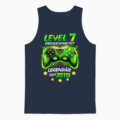 Kinder Level 7 Geburtstag Junge Gamer Lustig 2019 7er Geburtstag Unisex Tank Top - Navy