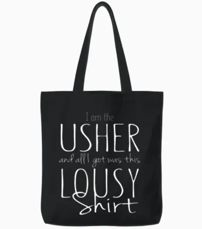 Funny Usher Wedding Shower Bridal Party Lousy Tote Bags - Black