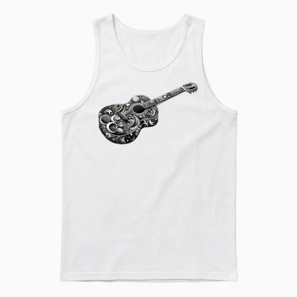 Retro Style Guitar for Guitarists Unisex Tank Top - White