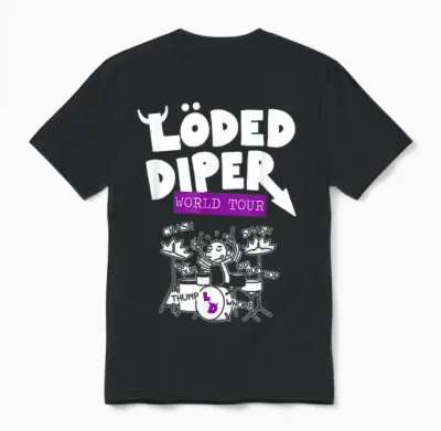 Diary of a Wimpy Kid Loded Diper Band World Tour Funny Unisex T-Shirt - Black
