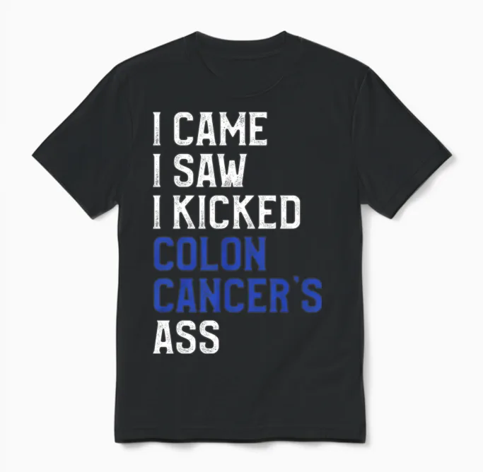 Uplifting Colon Cancer Awareness Unisex T-Shirt in Black