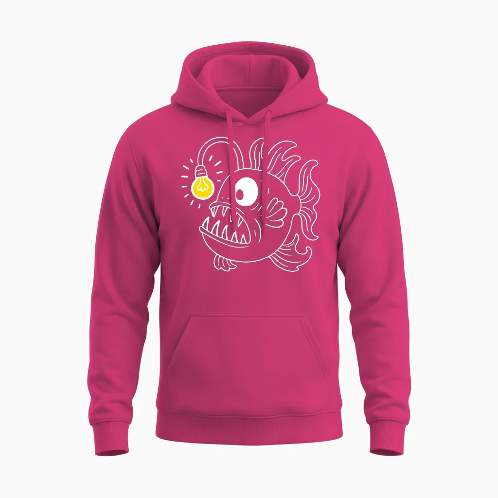 Poisson Lanterne, Abysses, Idée Lumineuse, Esprit Créatif T-Shirt Haut De Gamme Unisex Hoodie in Heliconia