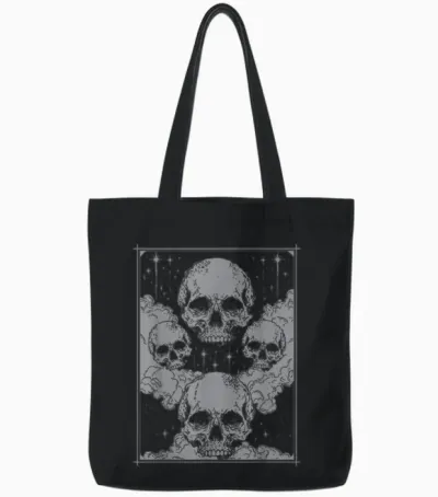 Gothic Schädel Hexe Okkult Magie Mystisch Mond Horror Dunkel Tote Bags - Black