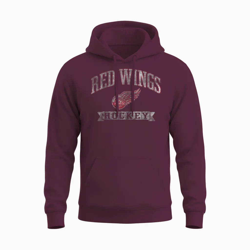 Detroit Red Wings Vintage Hockey Officially Licensed Unisex Hoodie in Maroon
