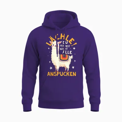 Smile Du Kannst Sie Nicht Alle Anspucken Lama Alpaca T-Shirt, Black, S Unisex Hoodie - Purple