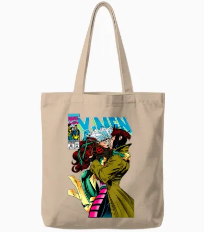 Marvel X-Men Gambit & Rogue Beautiful Couple Cover Tote Bags - Natural