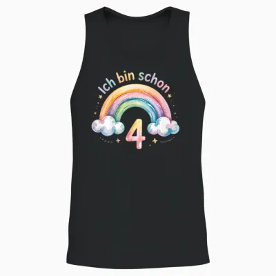 Ich Bin Schon 4 Regenbogen Geburtstag Unisex Tank Top - Black
