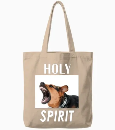 Holy Spirit Dog Barking Tote Bags - Natural