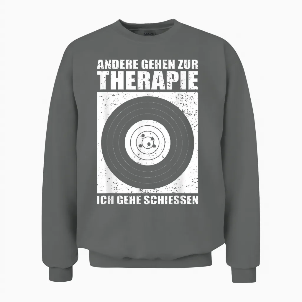 T-Shirt with German Text "ich Gehe Schießen Sportschütze, Black Unisex Sweatshirt in Graphite Heather