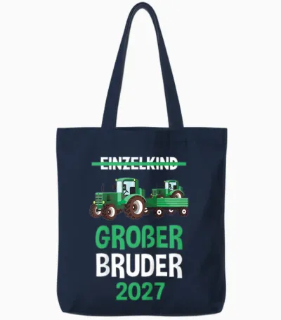 Kinder Großer Bruder 2027 Tshirt Traktor Tote Bags - Navy