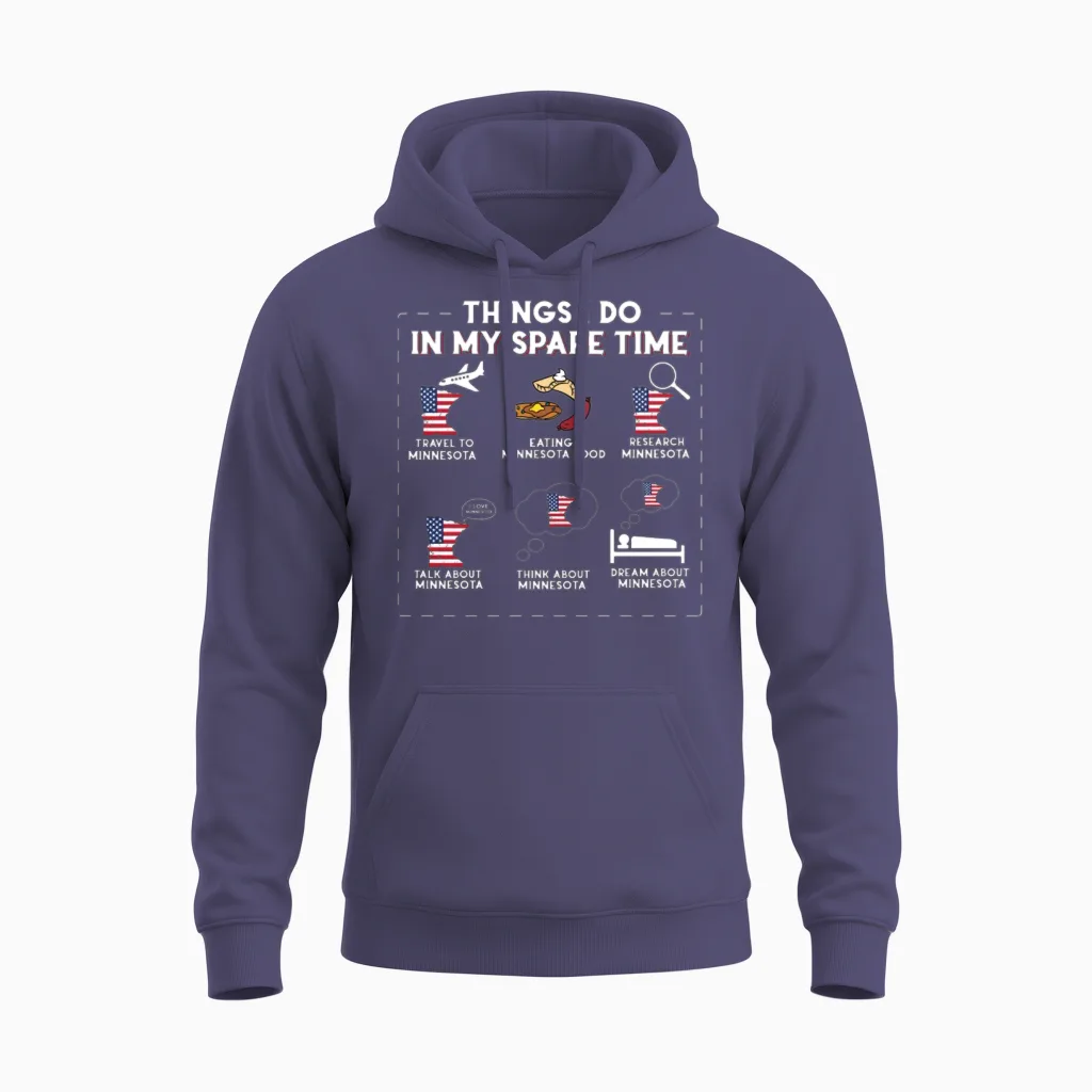 Things I Do in My Spare Time Minnesota Unisex Hoodie in Heather Sport Dark Navy