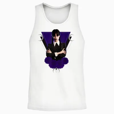Mittwochsserie Mittwoch Schwarze Dahlien Und Monde Unisex Tank Top - White