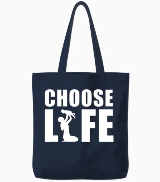 Choose Life Tote Bags in Navy