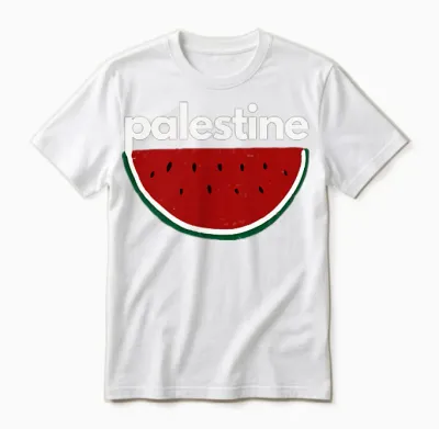 Palestine Mit Wassermelonen-Design in Flaggenfarben Unisex T-Shirt - White