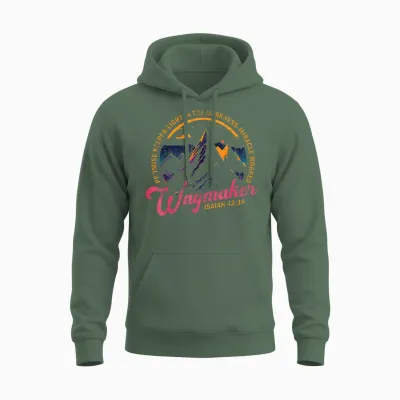 Waymaker Vintage Promise Keeper Miracle Worker Christian Unisex Hoodie - Military Green