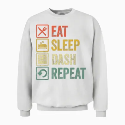 Video Game Eat Sleep Dash Repeat Geometry Gamer T-Shirt, Black, S Unisex Sweatshirt - White