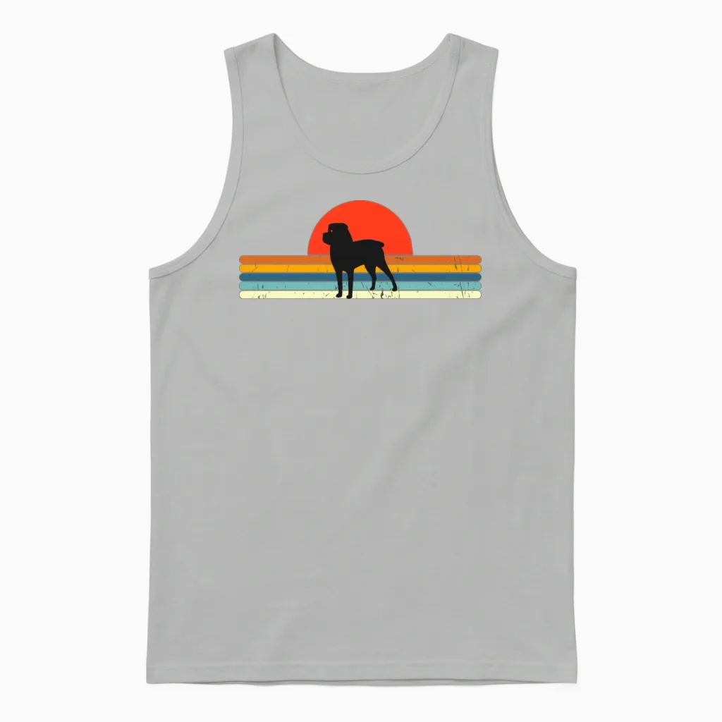 Vintage Dog Retro Sunset Lovers Unisex Tank Top - Ash