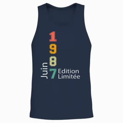 Née En Juin 1987 édition Limitée Anniversaire Juin 1987 Unisex Tank Top - Navy