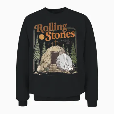 The Stone Was Rolled Away He Is Alive Retro Christian Easter Unisex Sweatshirt - Black