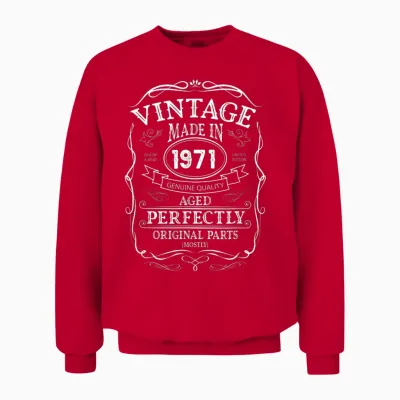 55. Geburtstag, Retro Vintage Design, Mann, Frau 1971 Unisex Sweatshirt - Red
