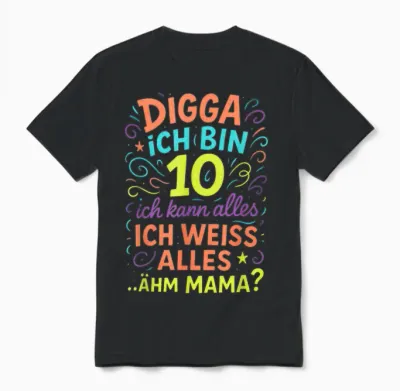 Digga Ich Bin 10 Ich Kann Alles Ich Weiss Alles Unisex T-Shirt - Black