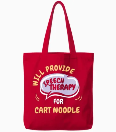 Provide Speech Therapy for Cart Noodle Funny Tote Bags - Red