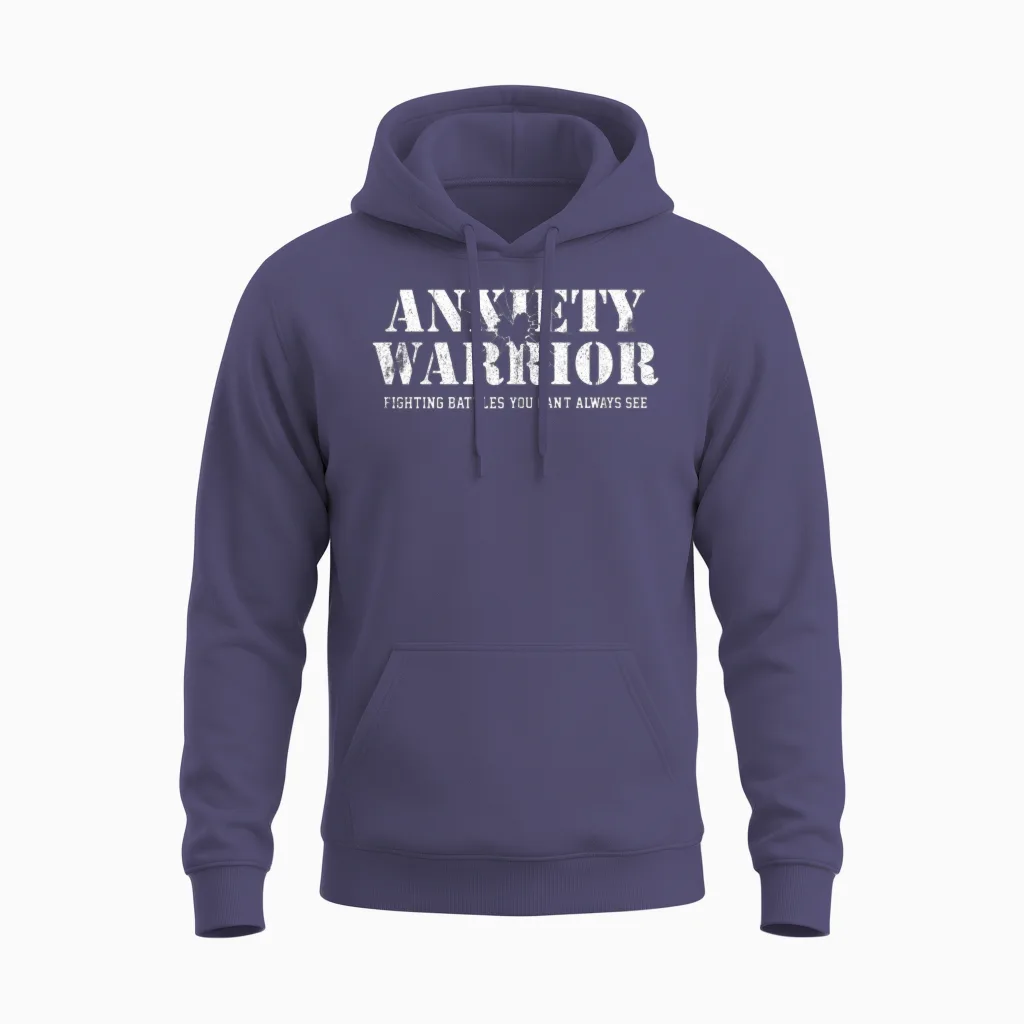 Anxiety Warrior - Awareness Unisex Hoodie in Heather Sport Dark Navy