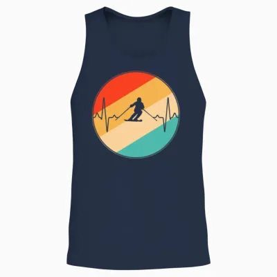 Ski Retro Heartbeat Unisex Tank Top - Navy