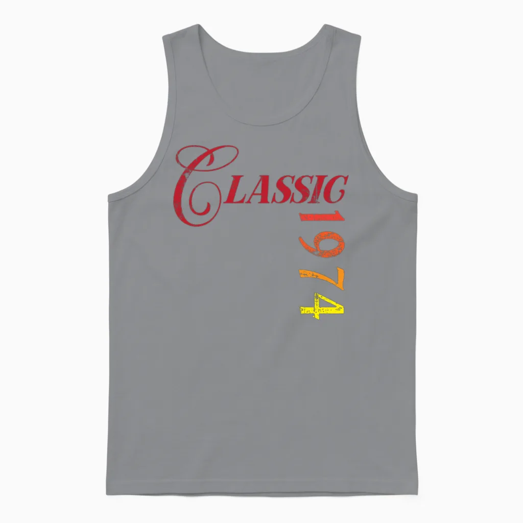 1974 Vintage 50th Birthday Unisex Tank Top in Sport Grey