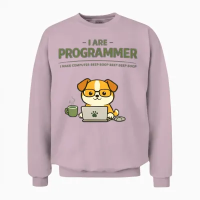 I Are Programmer Beep Boop Funny Unisex Sweatshirt - Light Pink