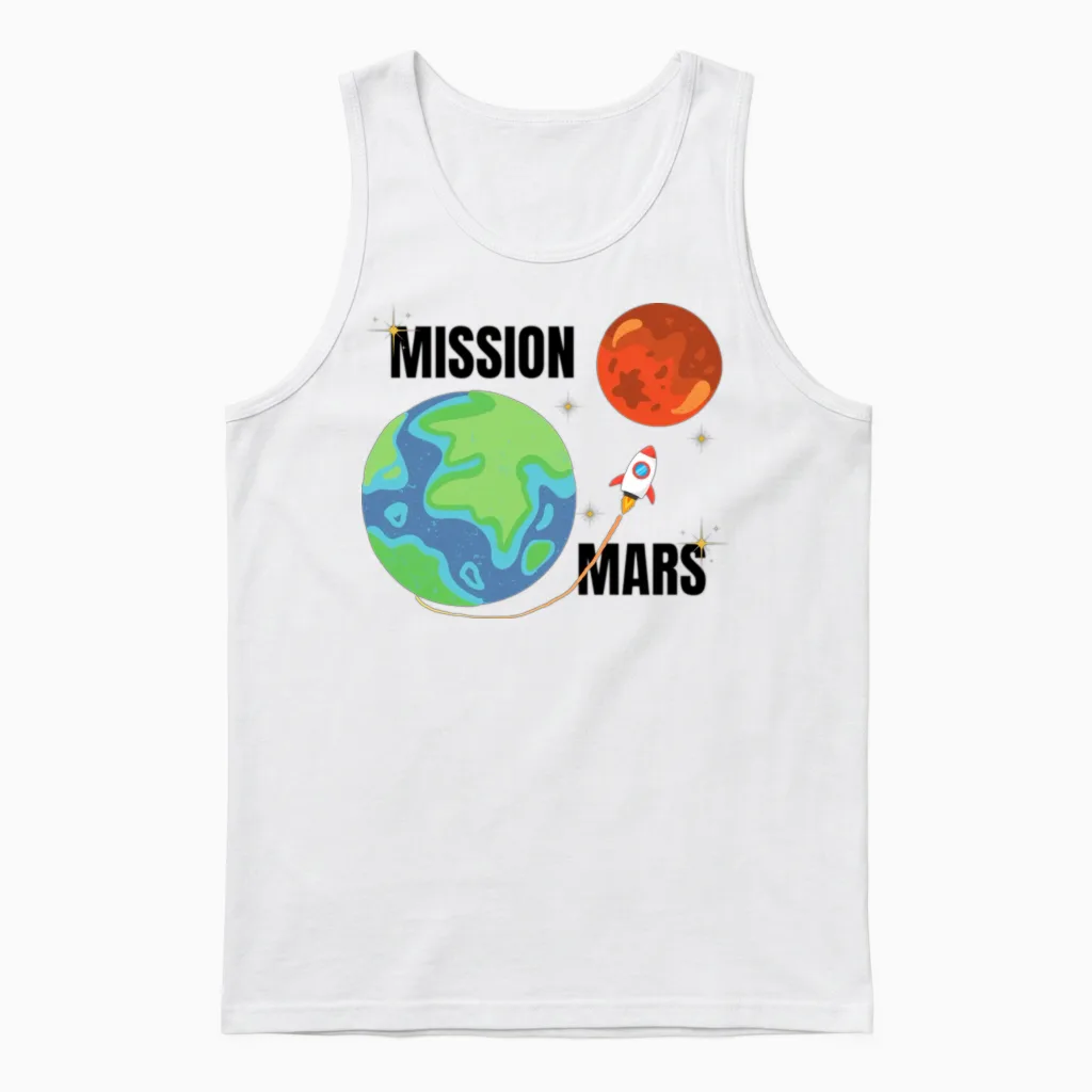 Mission Mars Unisex Tank Top in White