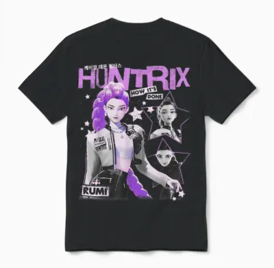 Kpop Demon Hunters Rumi Vintage Y2k Style Unisex T-Shirt - Black