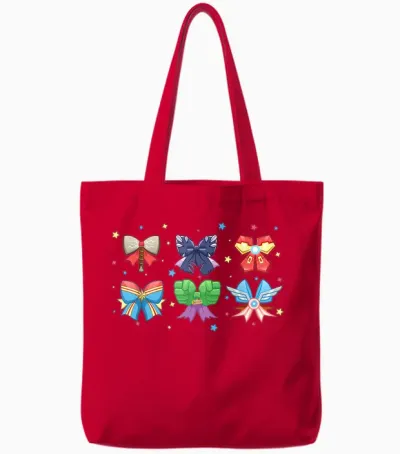 Marvel Avengers Team Coquette Style Cute Fashion Bows Tote Bags - Red