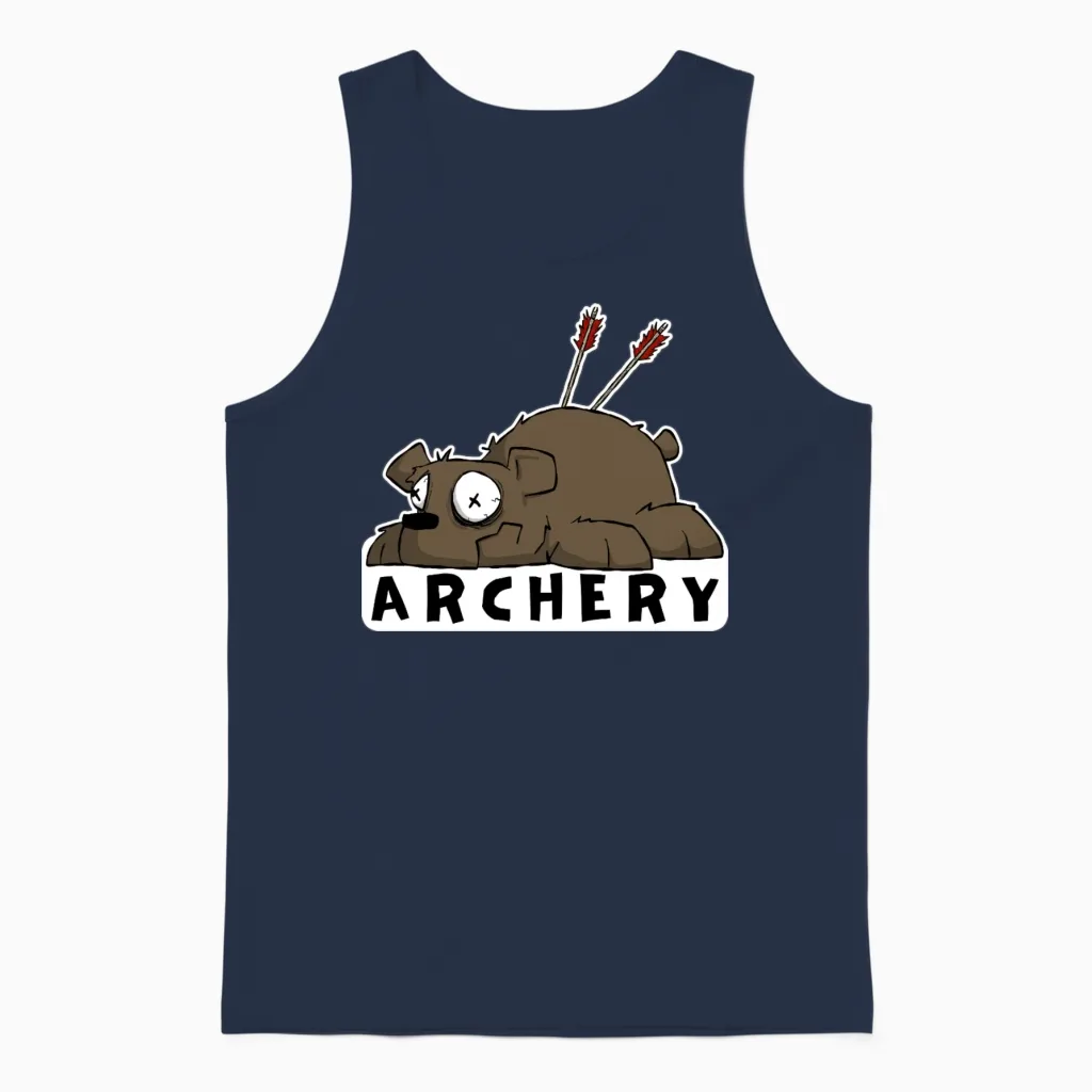 Funny Archery Sticker and Shirt Kilboe Comic Unisex Tank Top in Navy