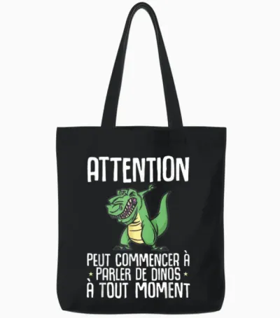 Dinosaur Attention Can Start Talking About Dinos T-Rex T-Shirt, Black, S Tote Bags - Black