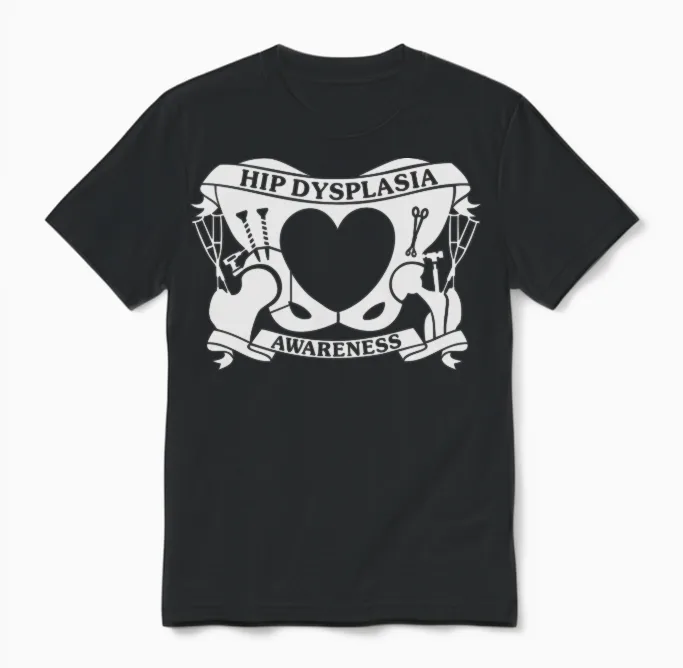 Hip Dysplasia Awareness Unisex T-Shirt in Black