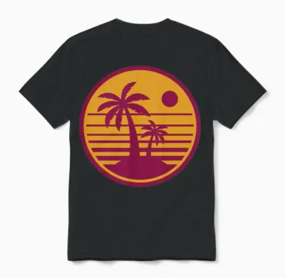 Retro Sunset Beach Unisex T-Shirt - Black
