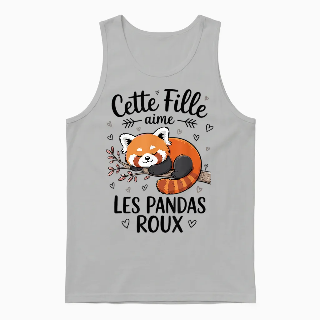 Cute Red Panda Woman Girl Loves Red Pandas Unisex Tank Top in Ash