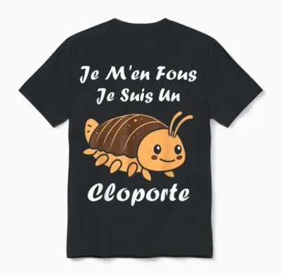 Humour Cloportes Insecte Je M'en Fous Je Suis Un Cloporte Unisex T-Shirt - Black