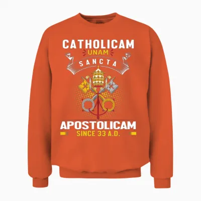 One Holy Catholic & Apostolic Church Latin Design Unisex Sweatshirt - Orange
