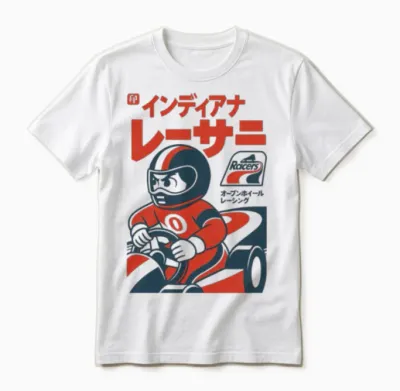Defunct Japanese Style Indianapolis Racers Hockey Unisex T-Shirt - White